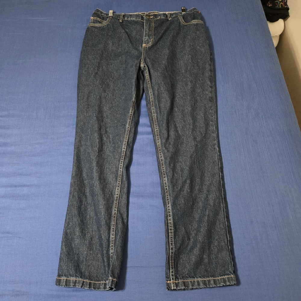 Woman Within Jeans Womens 16W‎ Blue Dark Wash High Rise Straight Denim Plus